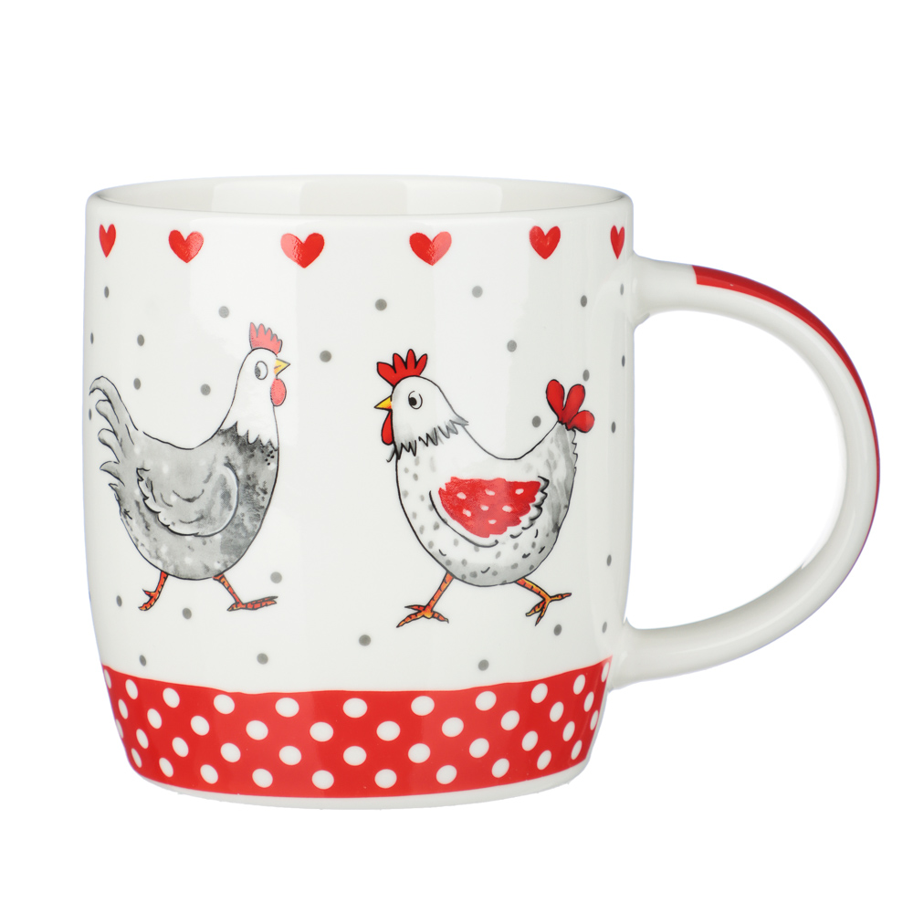 Кружка тм MILLIMI, Курочка Ряба 365 мл, 4дизайна, фарфор, арт.№ 806-460