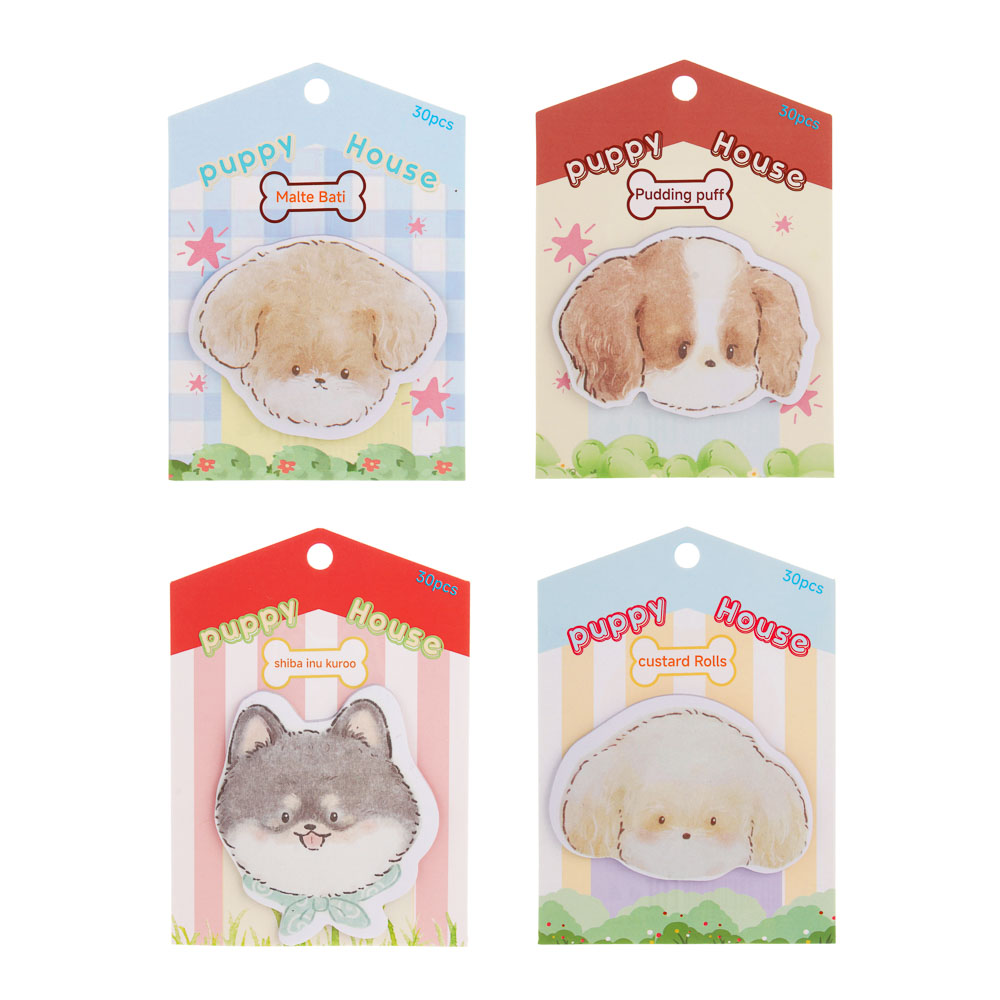 Блок с клеевым краем фигурный "Щенята" 8x6см.,30 листов, бумага, 4 диз., арт.№ 557-144