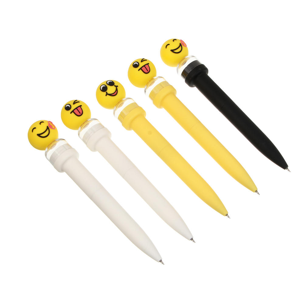 Ручка гелевая черная 0,5мм, с печатью "Смайл", 3 вида, шоу-бокс, арт.№ 591-345