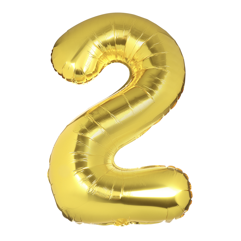 Шар воздушный Цифра "2", золотистый, фольга, 40'/101 см, арт.№ 518-300