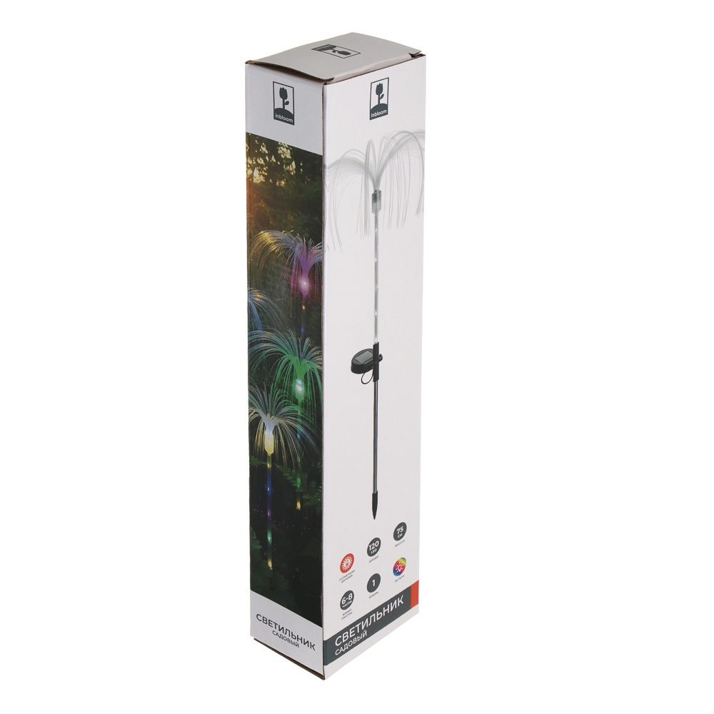 Светильник садовый на солнечной батарее тм INBLOOM, 75см, 120LED, мульти, AAA200mAh Ni-MH, 1реж., PP, арт.№ 475-353