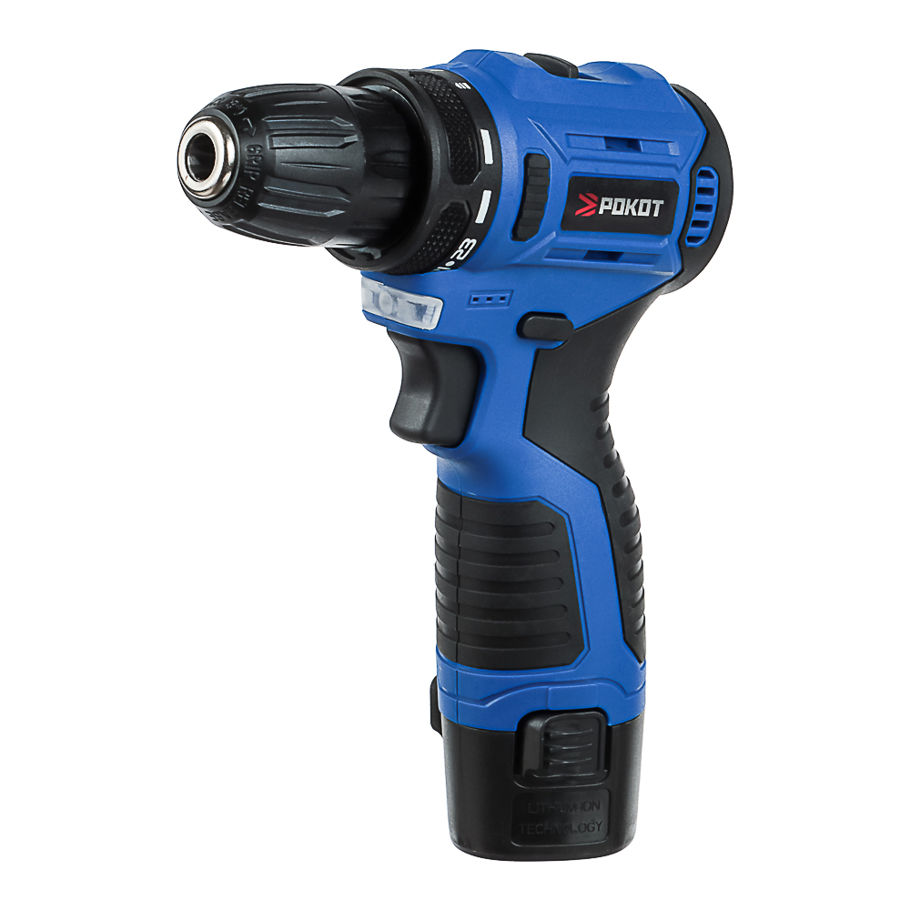 РОКОТ Дрель-шуруповерт аккумуляторный бесщеточный, 12В, 2*0 А*ч, 0-400/0-1400 об/мин, 38 Н*м, арт.№ 691-044