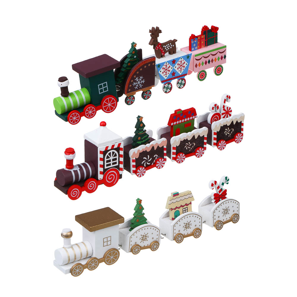 СНОУ БУМ Декор новогодний "Паровозик" 18,5-19,5х2,5х4,5-6,5см, МДФ, сталь, 3 дизайна, арт.№ 396-199