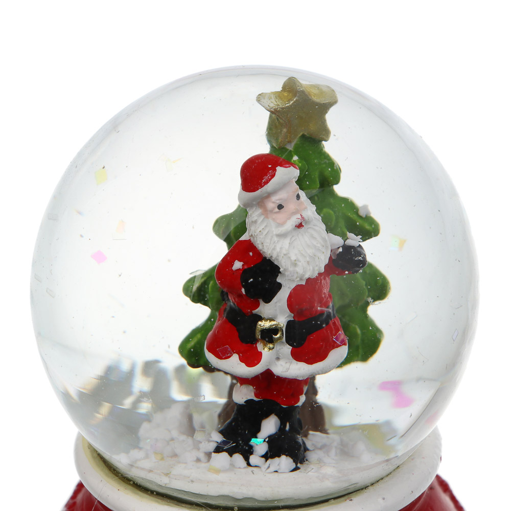 СНОУ БУМ Снежный шар Дед Мороз с елкой 4,7x6,1 см, полистоун, стекло, арт.№ 770-100