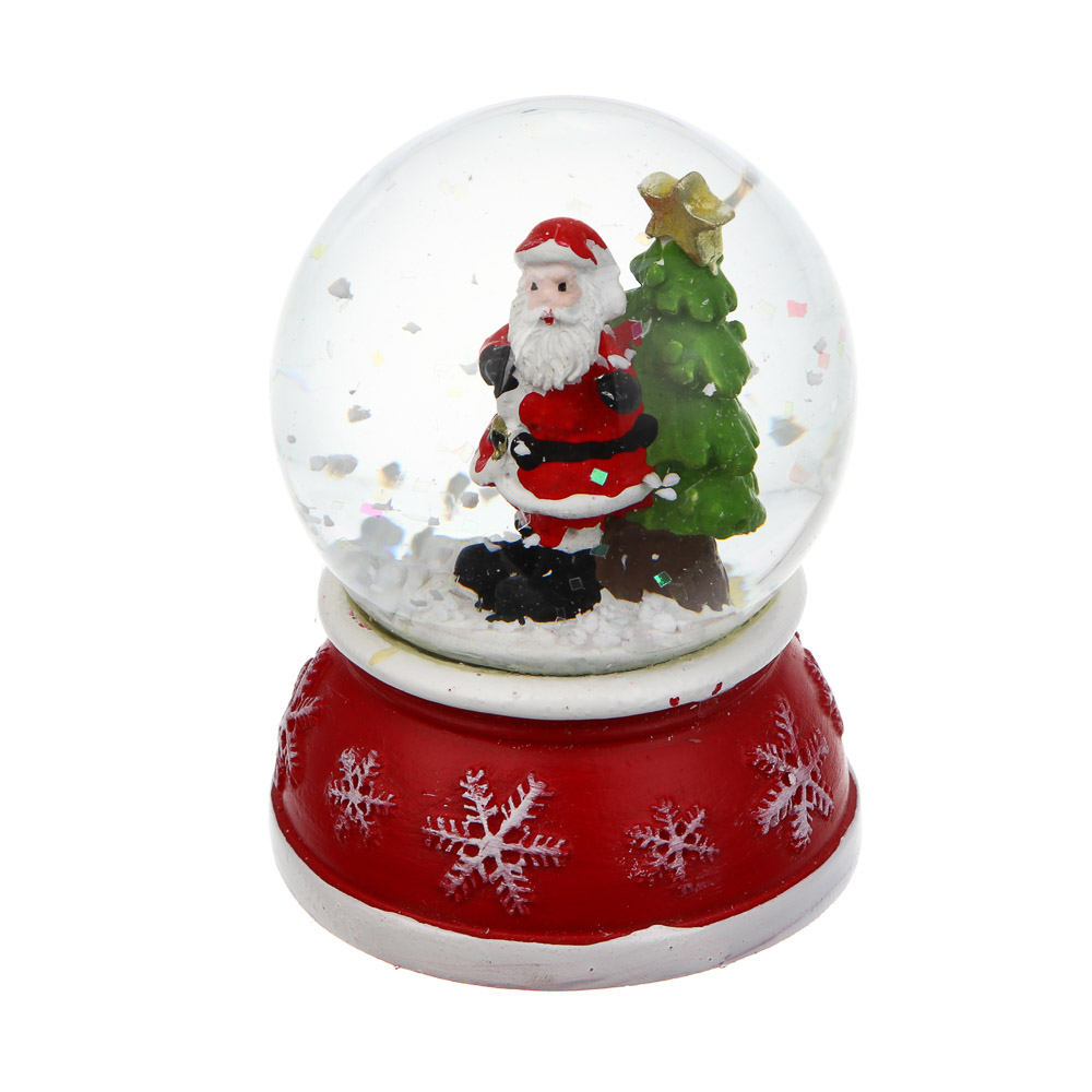 СНОУ БУМ Снежный шар Дед Мороз с елкой 4,7x6,1 см, полистоун, стекло, арт.№ 770-100