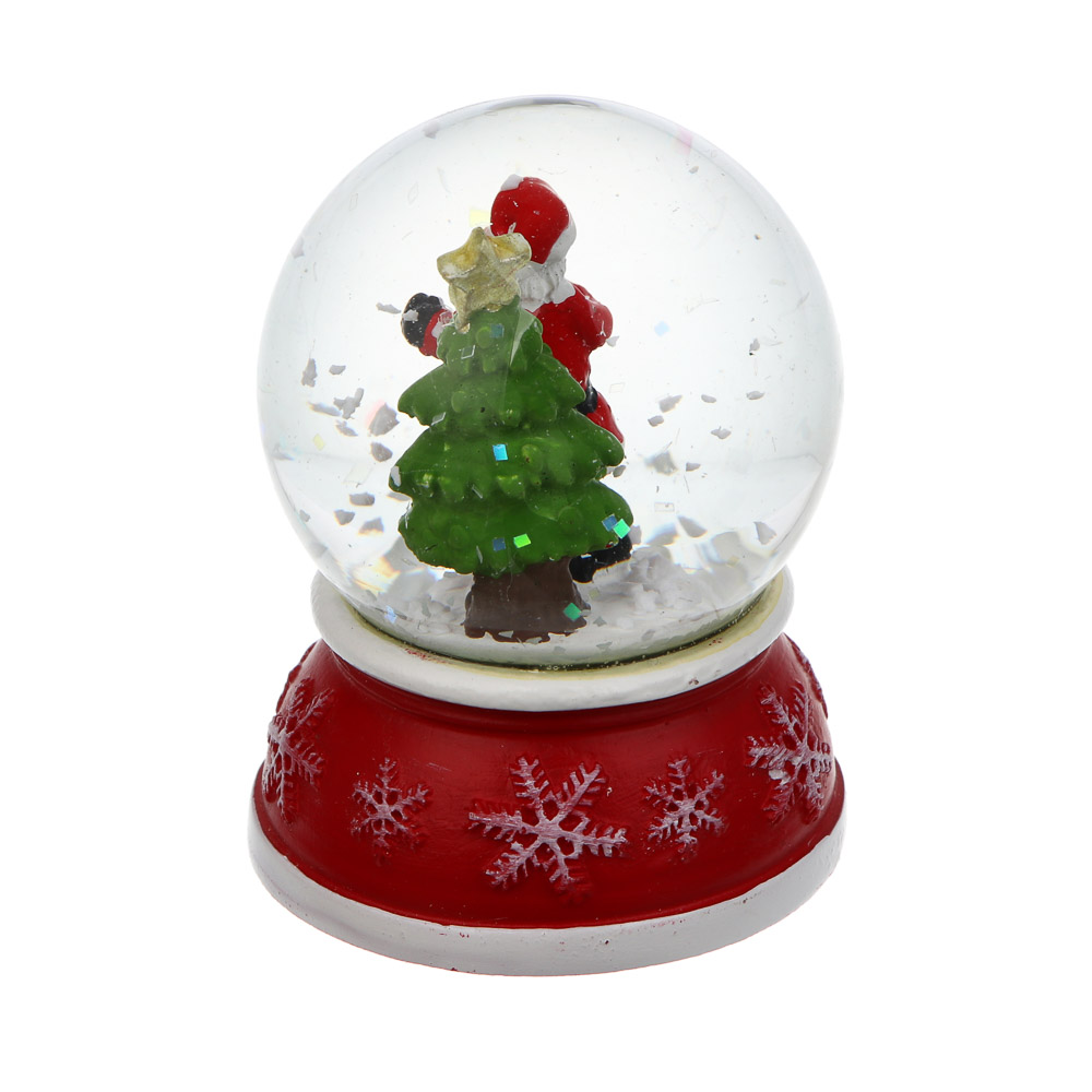 СНОУ БУМ Снежный шар Дед Мороз с елкой 4,7x6,1 см, полистоун, стекло, арт.№ 770-100