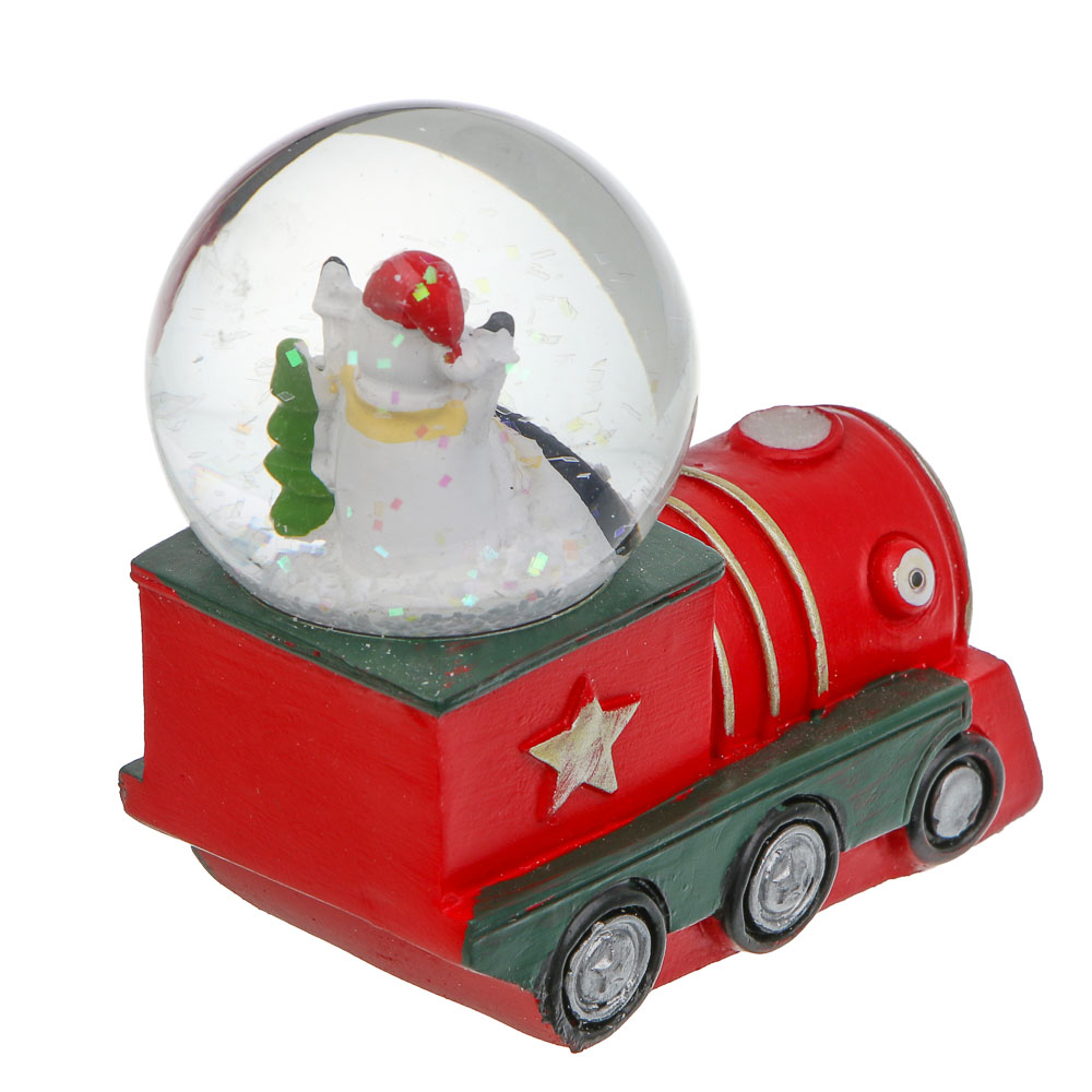СНОУ БУМ Снежный шар Поезд 7,7x7,7 см, полистоун, стекло, арт.№ 770-103