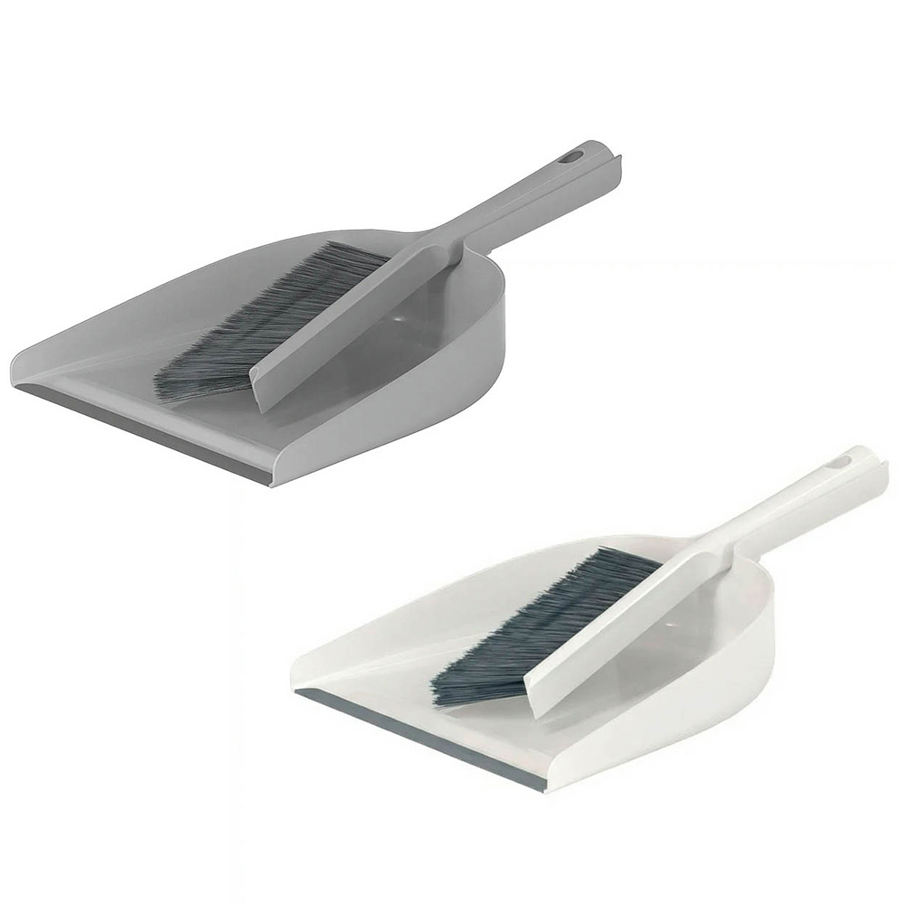Набор для уборки (совок + щетка-сметка), 31х21,5х11см, полипропилен+ПЭТ, молочный, серый, арт.№ 445-434