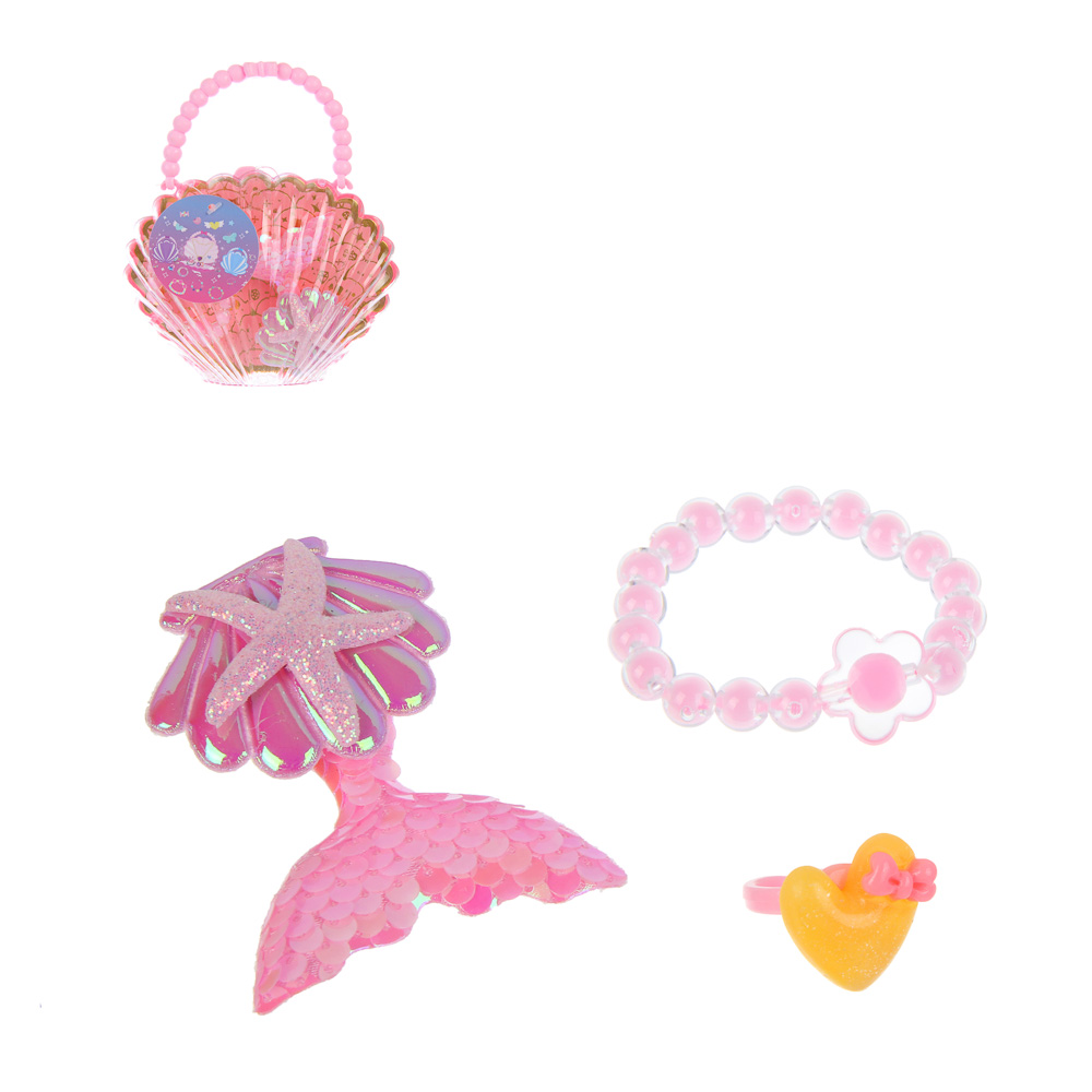 ИГРОЛЕНД Набор бижутерии в сумочке "Ракушка" 3 пред., 13х16 см, пластик, металл, текстиль, арт.№ 294-237