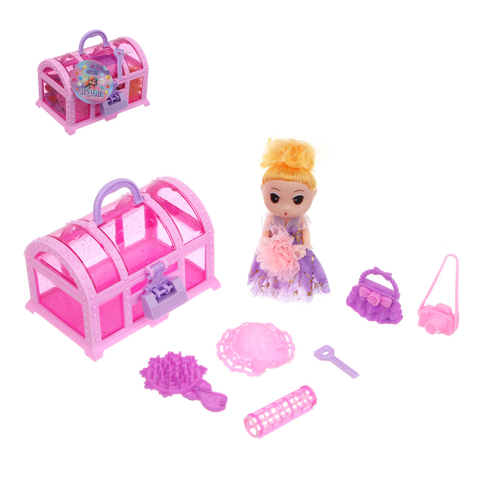 ИГРОЛЕНД Кукла 10 см с акс. в сундучке, 8 пр., PP, ABS 11,5х10х7,8 см, арт.№ 267-885