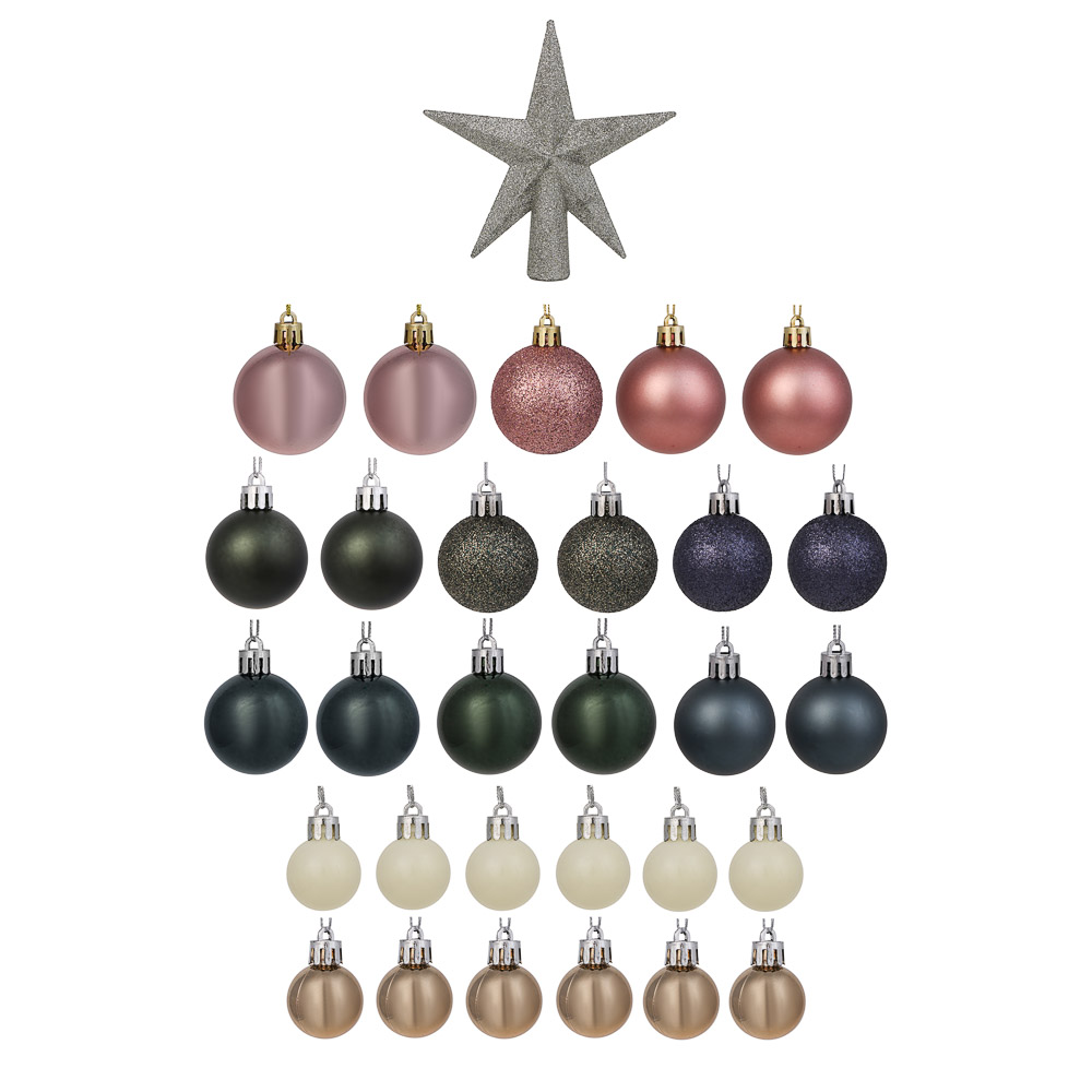 СНОУ БУМ Набор шаров и украшений, 30 шт, 3см, 4см, 5см, ассортимент цвета, арт.№ 309-083