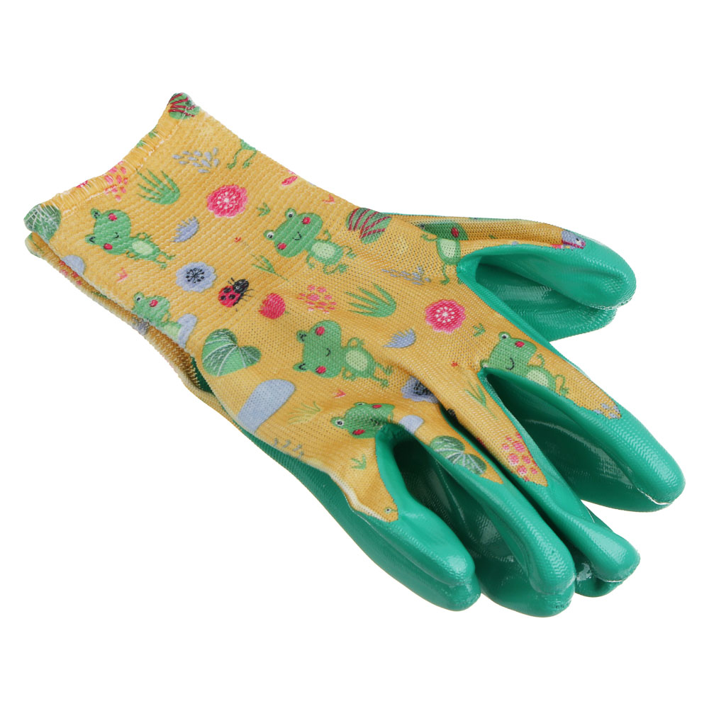 INBLOOM Перчатки садовые, с нитриловым полуобливом, полиэстер, р.6, 20,5см, 27г, разноцветные, арт.№ 180-031