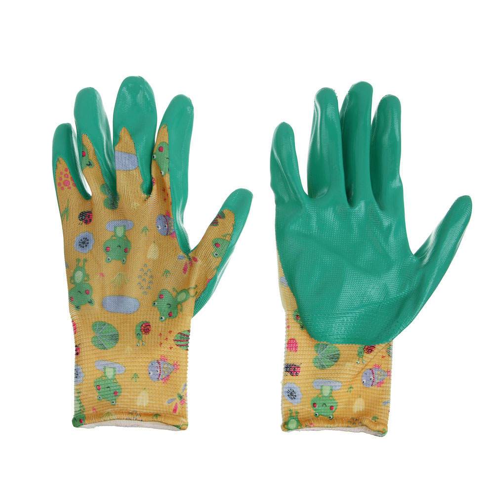 INBLOOM Перчатки садовые, с нитриловым полуобливом, полиэстер, р.6, 20,5см, 27г, разноцветные, арт.№ 180-031
