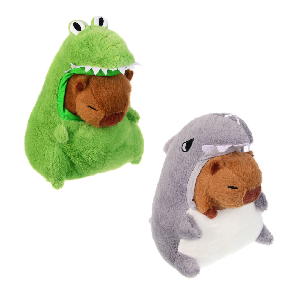 ИГРОЛЕНД Игрушка мягкая "Капибара в акуле", 30 см, полиэстер, 2 вида, арт.№ 264-522