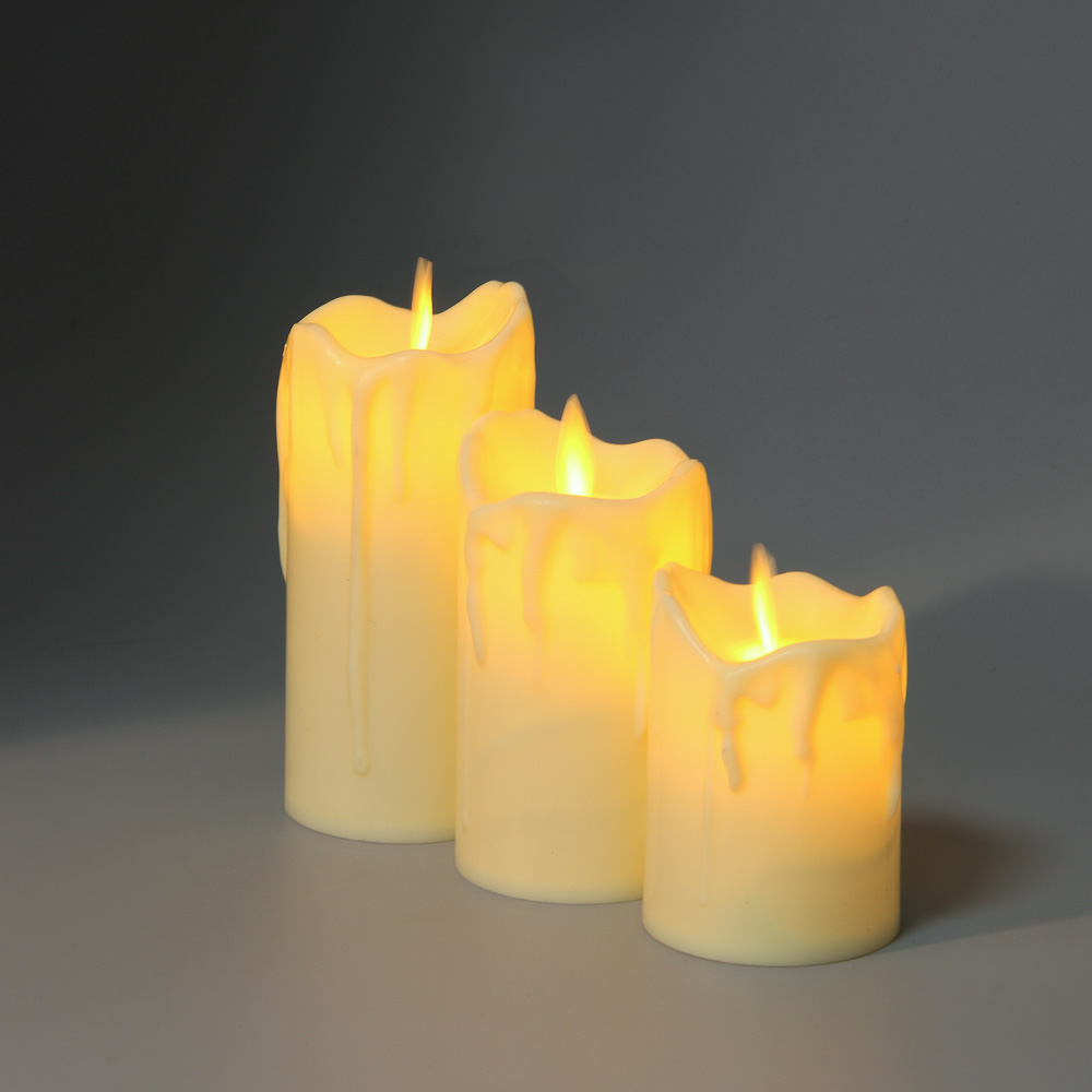 СНОУ БУМ Набор 3шт, светильник декор.LED в виде свечи,5x7/9/11см, PP,3хAG13,1режим, эфф.движ.пламени, арт.№ 392-130