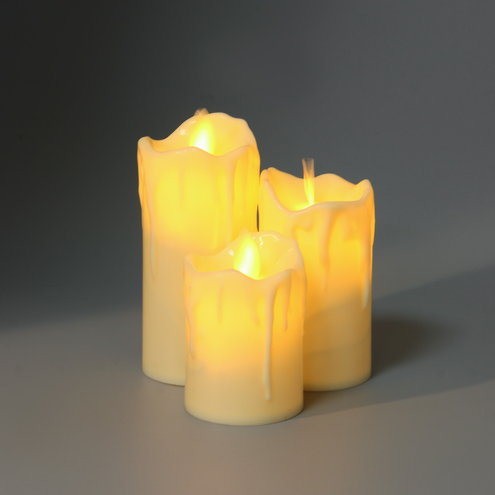 СНОУ БУМ Набор 3шт, светильник декор.LED в виде свечи,5x7/9/11см, PP,3хAG13,1режим, эфф.движ.пламени, арт.№ 392-130