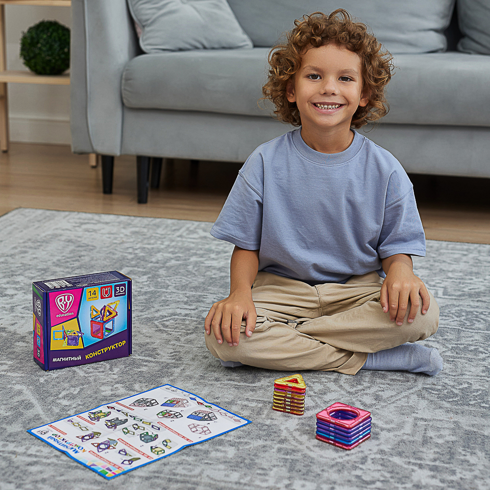 BY Education Конструктор магнитный "Мои первые магниты", 14 деталей, PS ,ABS, 16,5х14,5х6,5см, арт.№ 859-065