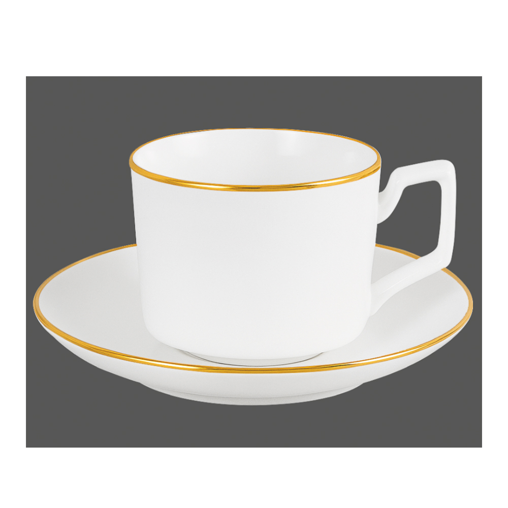Набор чайный 2 пр., 240мл, MILLIMI, белый с золотой отводкой, фарфор, арт.№ 802-526