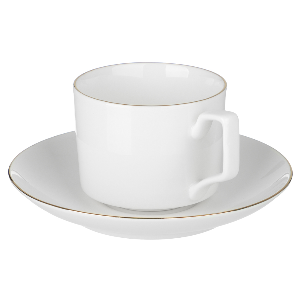 Набор чайный 2 пр., 240мл, MILLIMI, белый с золотой отводкой, фарфор, арт.№ 802-526