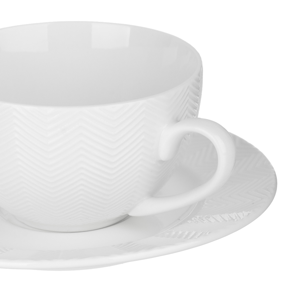 Набор чайный 2 пр., 230мл, MILLIMI, белый рельеф, фарфор, арт.№ 802-541