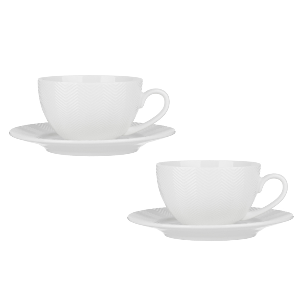 Набор чайный 4 пр., 230мл, MILLIMI, белый рельеф, фарфор, арт.№ 802-542