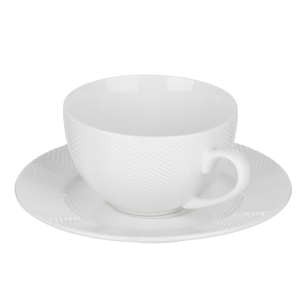 Набор чайный 4 пр., 230мл, MILLIMI, белый рельеф, фарфор, арт.№ 802-542