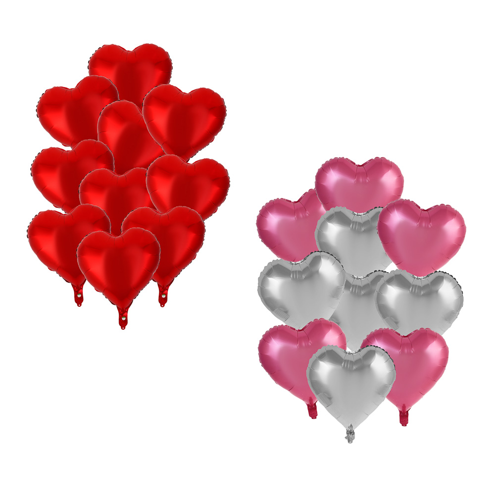 Набор воздушных шаров тм Fntastic "Сердечки" 46 см, 10 шт, фольгированные, 2 вида, арт.№ 518-318