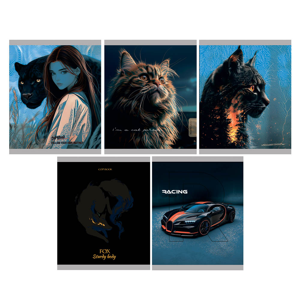 Тетрадь 48 л., А5, в клетку, БЕЛЫЕ ЛИСТЫ, обложка картон, скрепка, ТВИН-лак, арт.№ 578-193