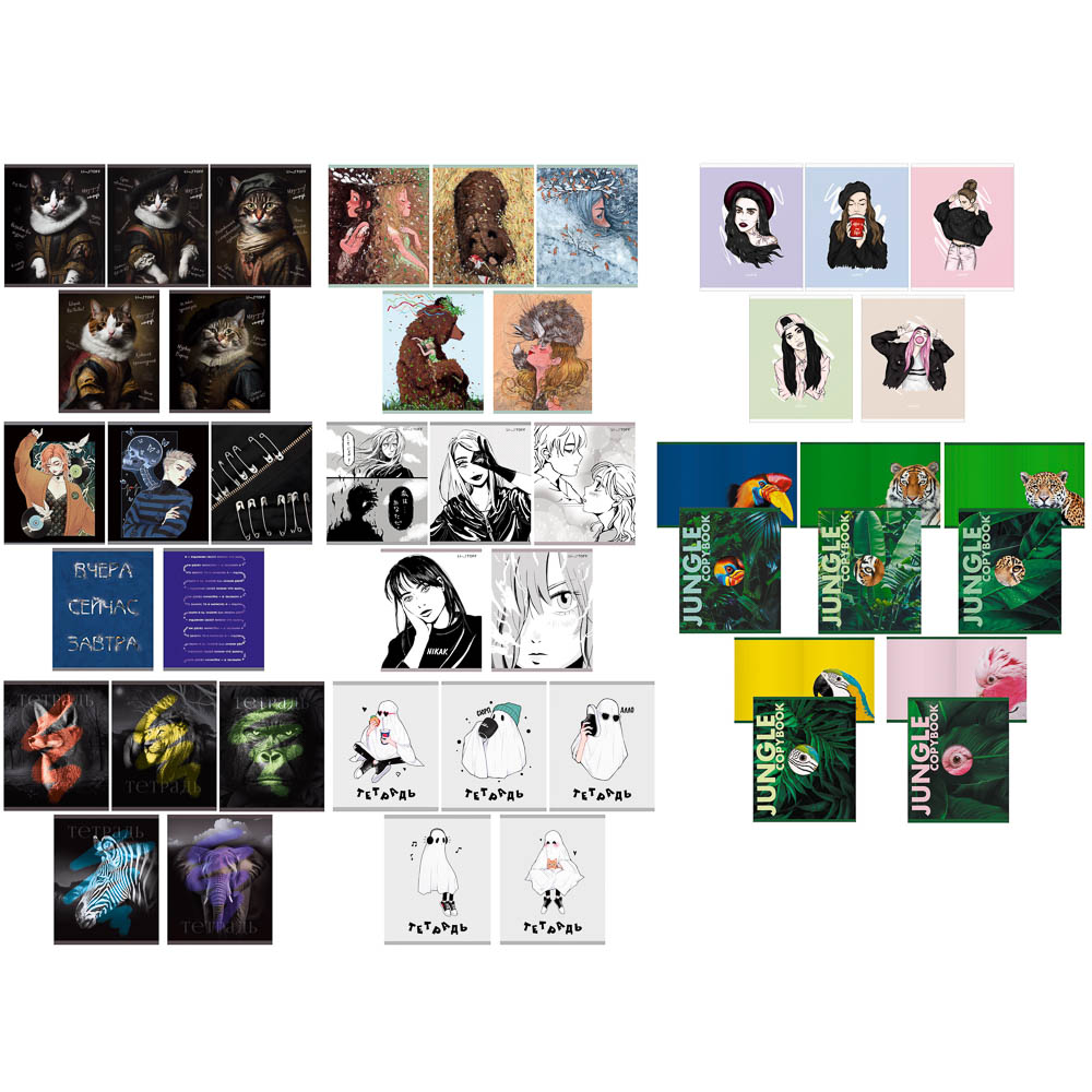 Тетрадь 48 л., А5, в клетку, БЕЛЫЕ ЛИСТЫ, обложка картон, скрепка, в ассортименте, арт.№ 578-194