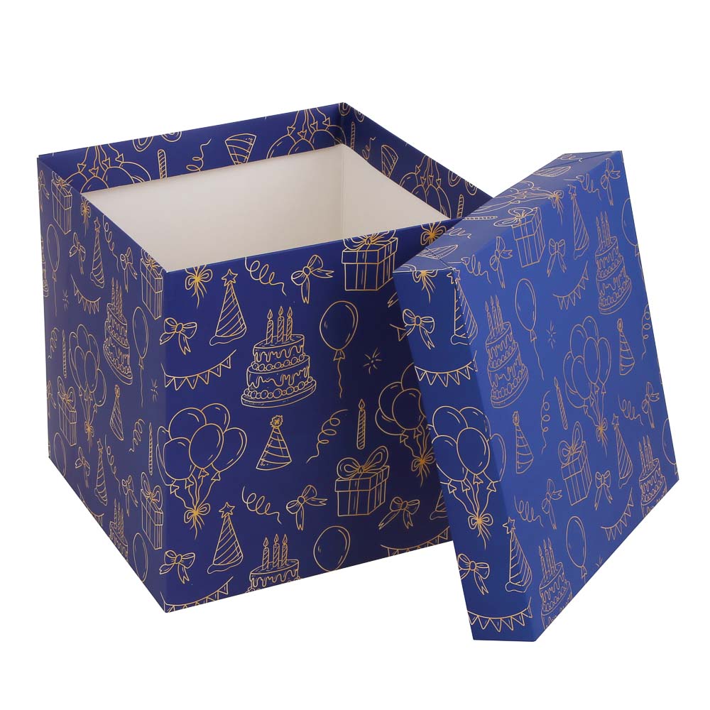 Коробка складная 22x22x22см, бумага, 4 дизайна, арт.№ 207-239