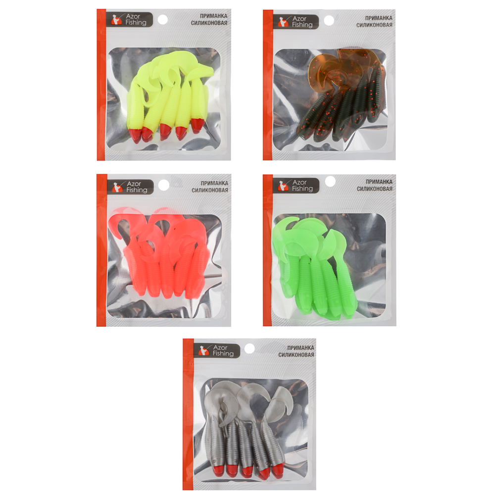 Приманка мягкая "Shad" тм AZOR FISHING, силикон, 7см, 5шт. в уп, 5 цветов, арт.№ 145-173