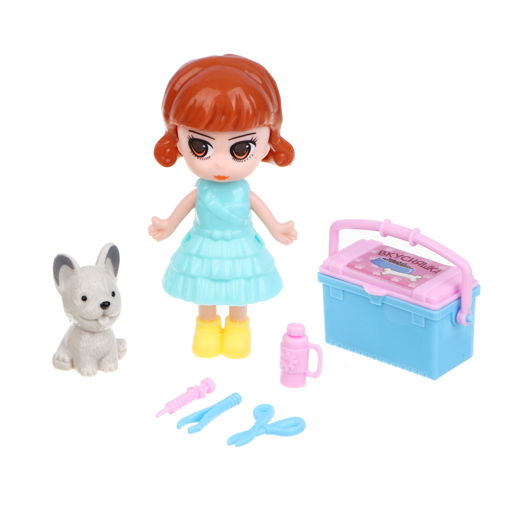ИГРОЛЕНД Набор игровой "Кукла с питомцем", PP, ABS, 15х20,5х4 см, арт.№ 267-990