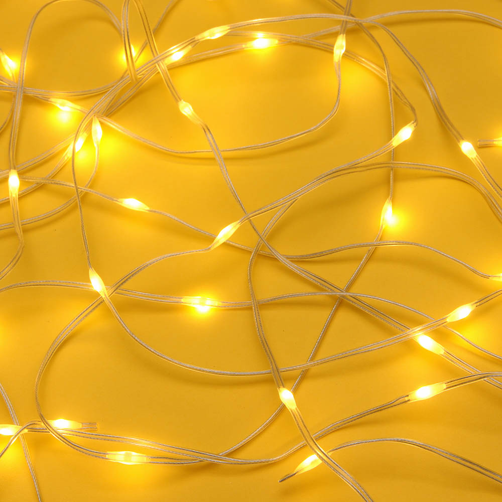 Гирлянда занавес нить росы 6х3 м СНОУ БУМ, 480 LED ламп, 24 нити, свечение шампань, 8 режимов, провод ПВХ прозрачный, 220В, арт.№ 382-105