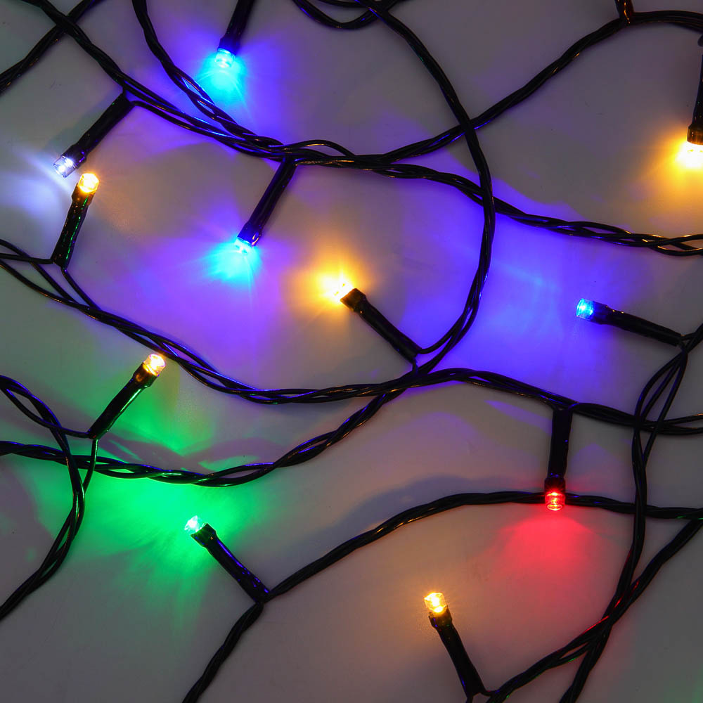 Гирлянда уличная вьюн 30 м СНОУ БУМ, 240 LED ламп, свечение мульти, 8 режимов, провод ПВХ зеленый, коннект, 220В, арт.№ 351-806