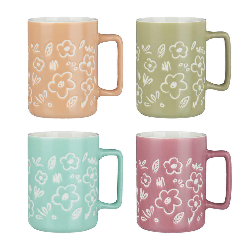 Кружка Узоры тм MILLIMI, 400мл, 4 цвета, фарфор, арт.№ 806-509