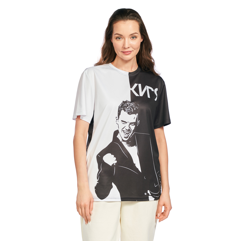 Футболка спортивная для взрослых «КИРЯ», размер XL, 100% полиэстер, черно-белая, арт.№ 006-043