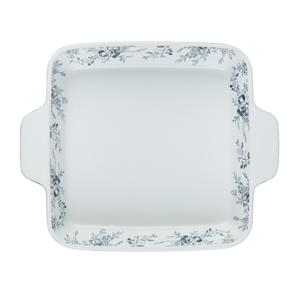 Форма для запекания и сервировки квадратная 26х21х5см тм MILLIMI цветы, керамика, арт.№ 826-009