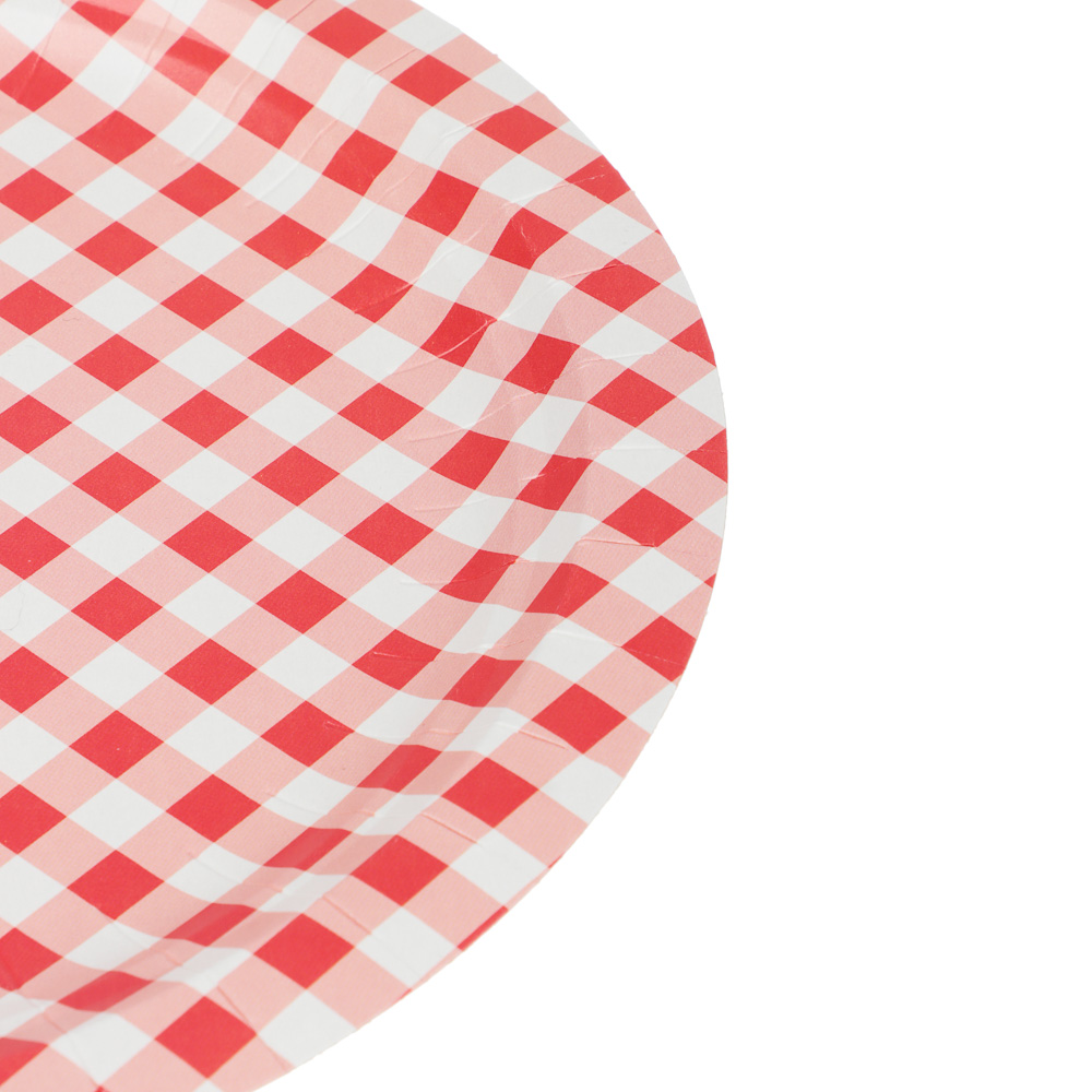 Набор бумажных тарелок Клетка, 6 шт, d=230 мм (красные), арт.№ 530-387
