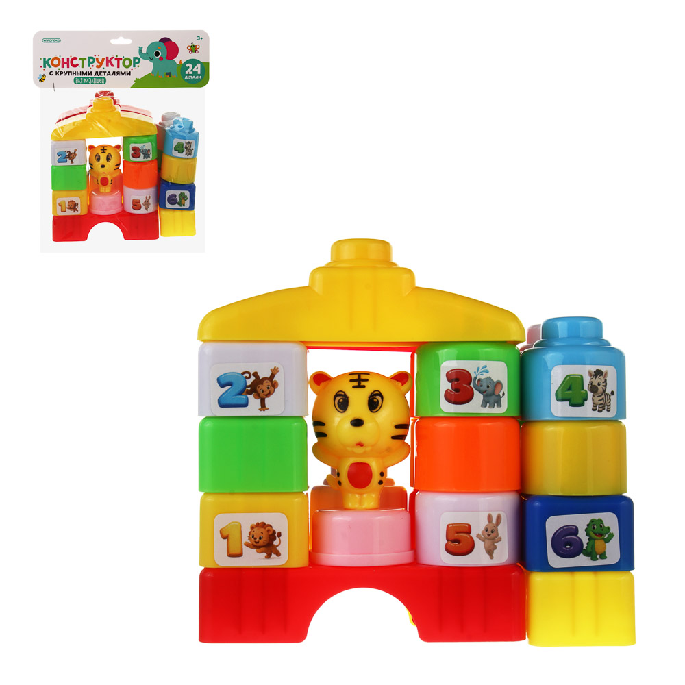 Конструктор с крупными деталями для малышей тм ИГРОЛЕНД, РР, 20х16х8см, 2 дизайна, арт.№ 891-348