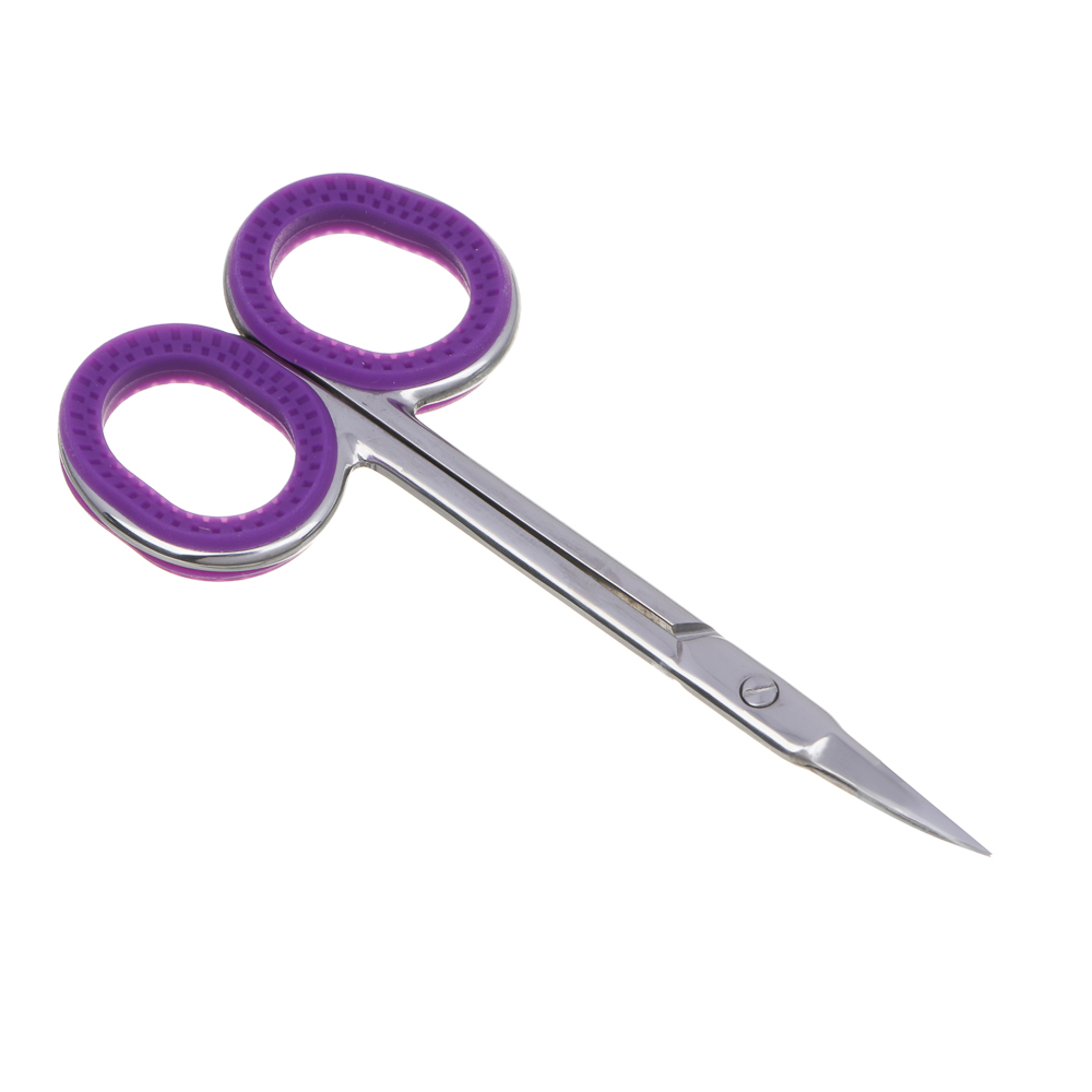 ЮНИLOOK Ножницы маникюрные для кутикулы с загнутыми лезвиями, сталь, силикон, 9, 2см, фиолетовый, арт.№ 305-438
