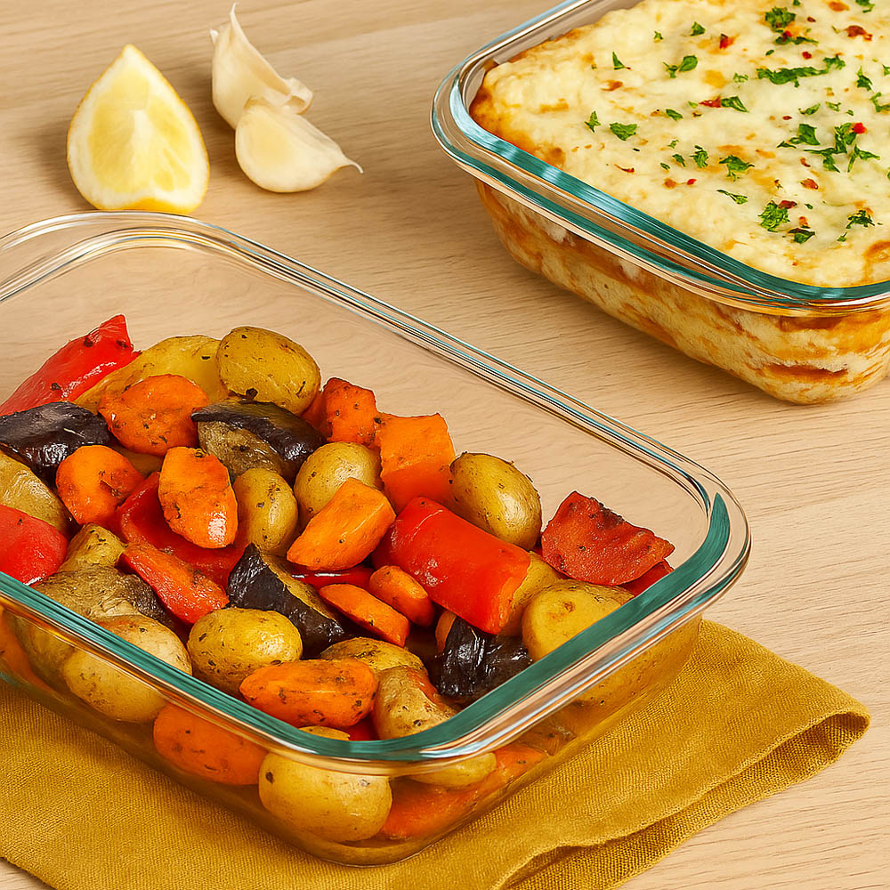 SATOSHI Форма для запекания жаропрочная квадратная, с ручками, стекло, 21,3x18,9x5см, 1,1л, арт.№ 825-031