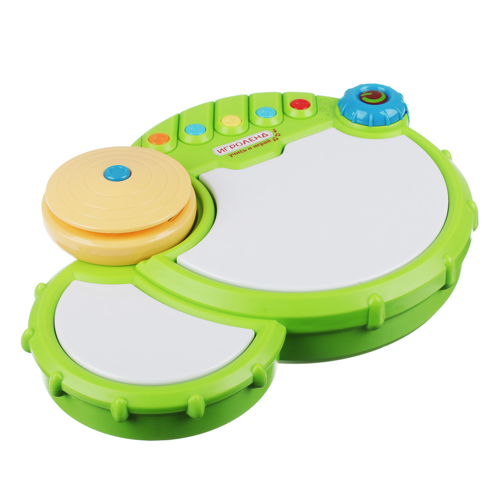 ИГРОЛЕНД Барабан музыкальный, свет, звук, 3АА, ABS, 27х19х6,5см, арт.№ 889-072