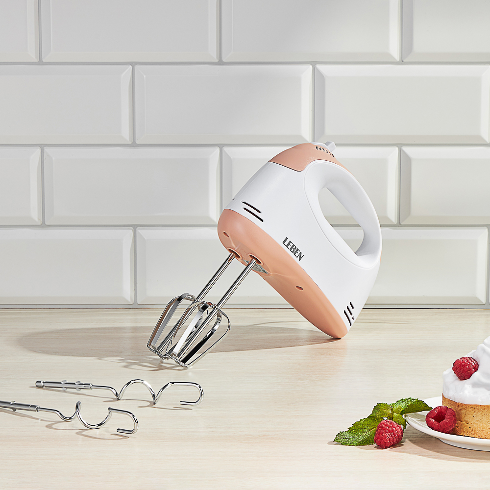 LEBEN Миксер кухонный 150Вт, 5 скоростей, 4 насадки на подставке, арт.№ 269-014