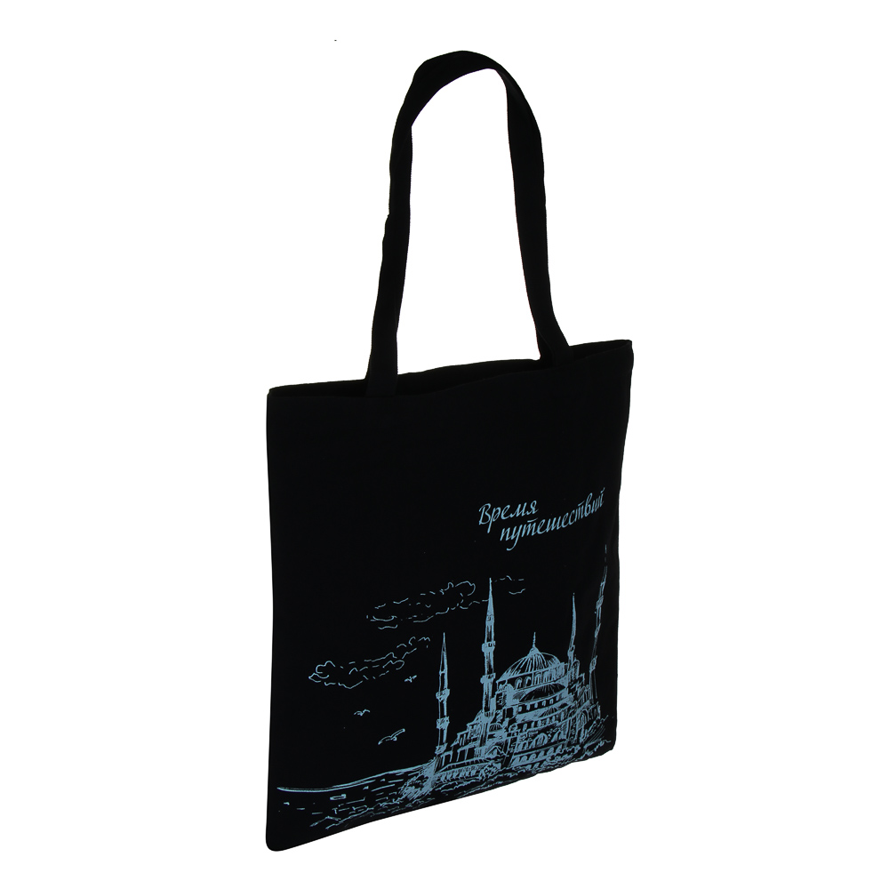 Сумка-шоппер, "Время Путешествий", 38x42см, длина ручек 58 см, внутр. карман, полиэстер, 4 дизайна, арт.№ 524-286