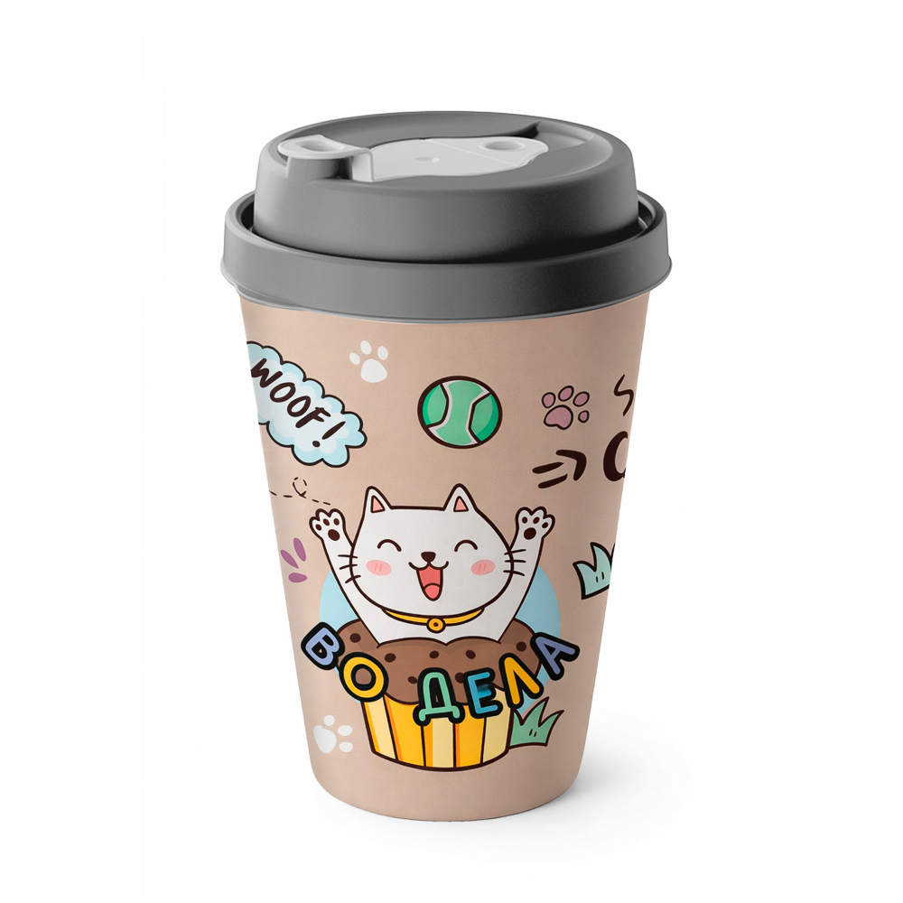 Минисо стайл Стакан с крышкой и клапаном 420мл, пластик, 2 цвета, арт.№ 861-609