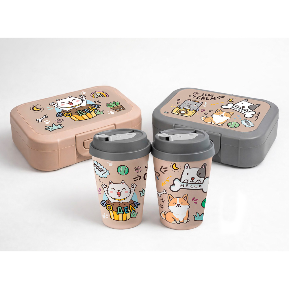 Минисо стайл Стакан с крышкой и клапаном 420мл, пластик, 2 цвета, арт.№ 861-609