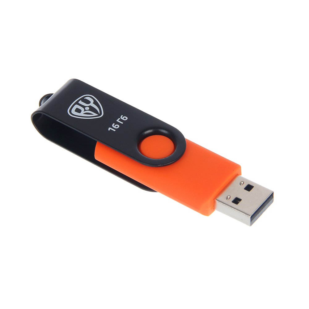 Флеш-карта USB2.0 BY 16Гб, 6 класс, матовое покрытие, блистер, пластик, черный/желтый, арт.№ 405-008