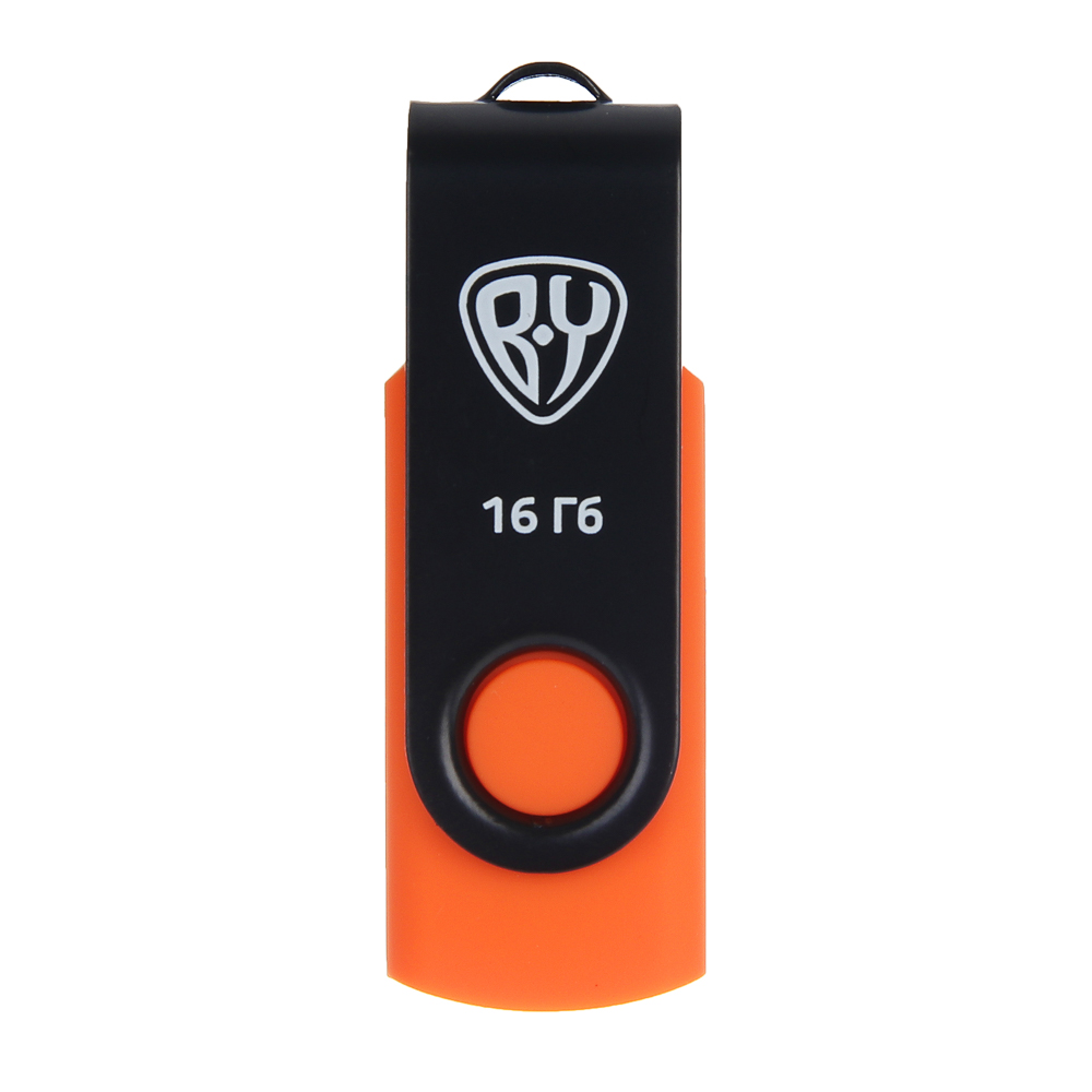 Флеш-карта USB2.0 BY 16Гб, 6 класс, матовое покрытие, блистер, пластик, черный/желтый, арт.№ 405-008