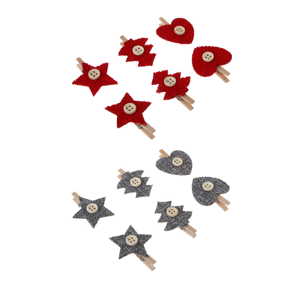 СНОУ БУМ Сувенир Украшение декоративное, прищепки 12х14см, дерево, 2 вида, арт.№ 374-549