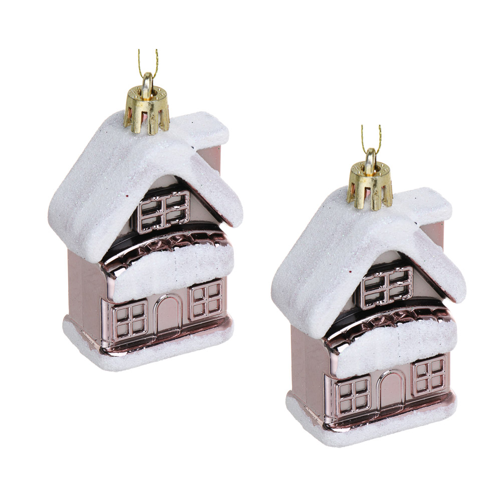СНОУ БУМ Набор декоративных украшений "Домики" 2шт, 4,5x3x7,5см, пластик, арт.2, арт.№ 374-571